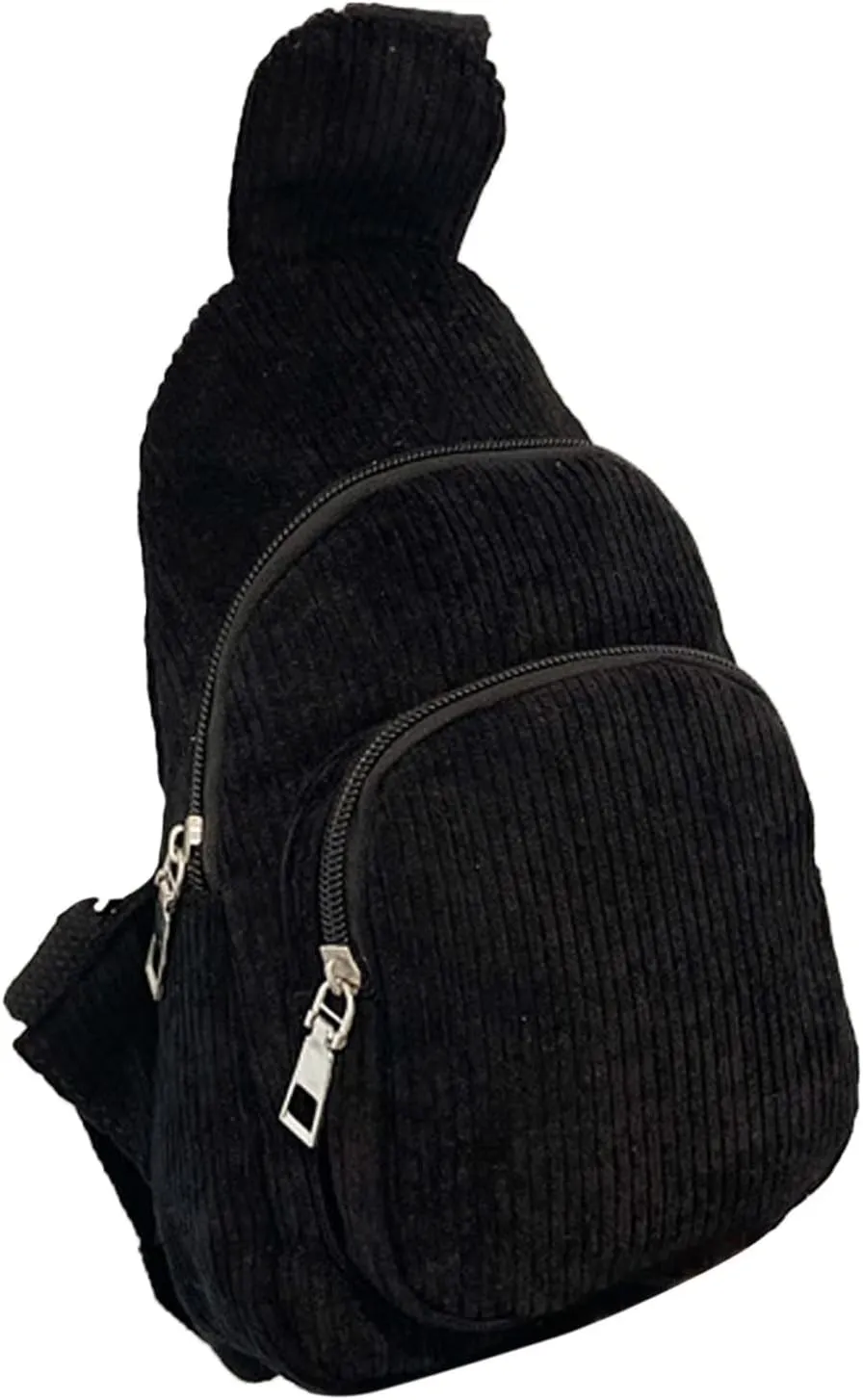 Trendy Sling Bag Bakpack Mini Corduroy Sling Bag Women Shoulder Bag Chest Bag Purse Bag Package