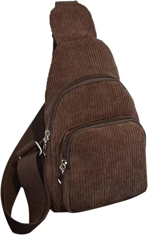 Trendy Sling Bag Bakpack Mini Corduroy Sling Bag Women Shoulder Bag Chest Bag Purse Bag Package