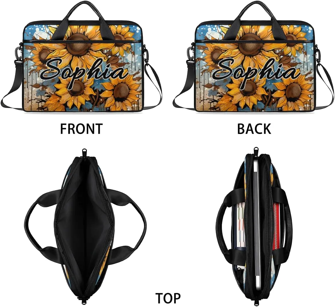 TropicalLife Personalized Laptop Bag 15 Inch Custom Sleeve Case with Handle Shoulder Strap Computer Messenger Bag
