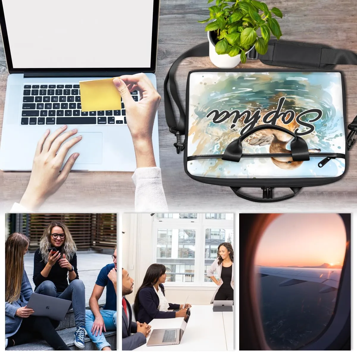TropicalLife Personalized Laptop Bag 15 Inch Custom Sleeve Case with Handle Shoulder Strap Computer Messenger Bag
