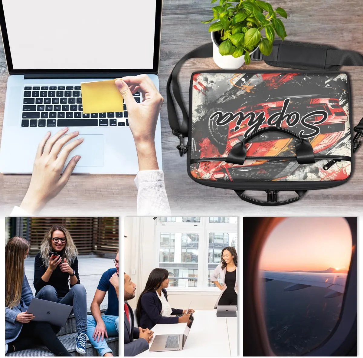 TropicalLife Personalized Laptop Bag 15 Inch Custom Sleeve Case with Handle Shoulder Strap Computer Messenger Bag
