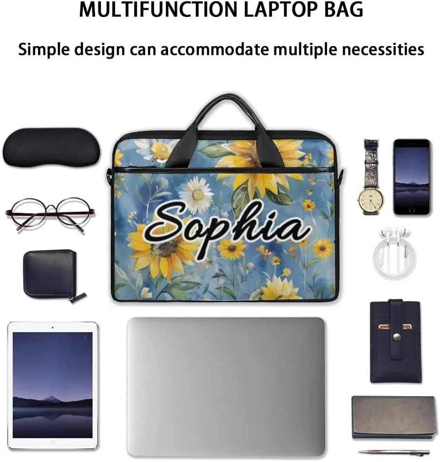 TropicalLife Personalized Laptop Bag 15 Inch Custom Sleeve Case with Handle Shoulder Strap Computer Messenger Bag