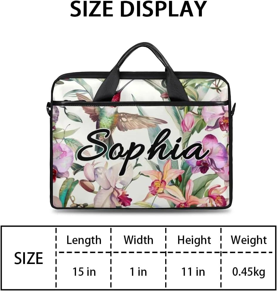TropicalLife Personalized Laptop Bag 15 Inch Custom Sleeve Case with Handle Shoulder Strap Computer Messenger Bag