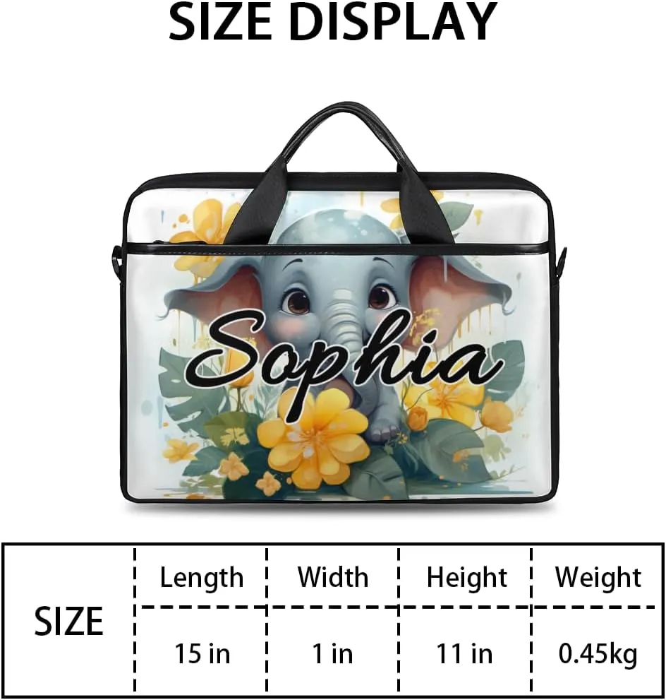 TropicalLife Personalized Laptop Bag 15 Inch Custom Sleeve Case with Handle Shoulder Strap Computer Messenger Bag