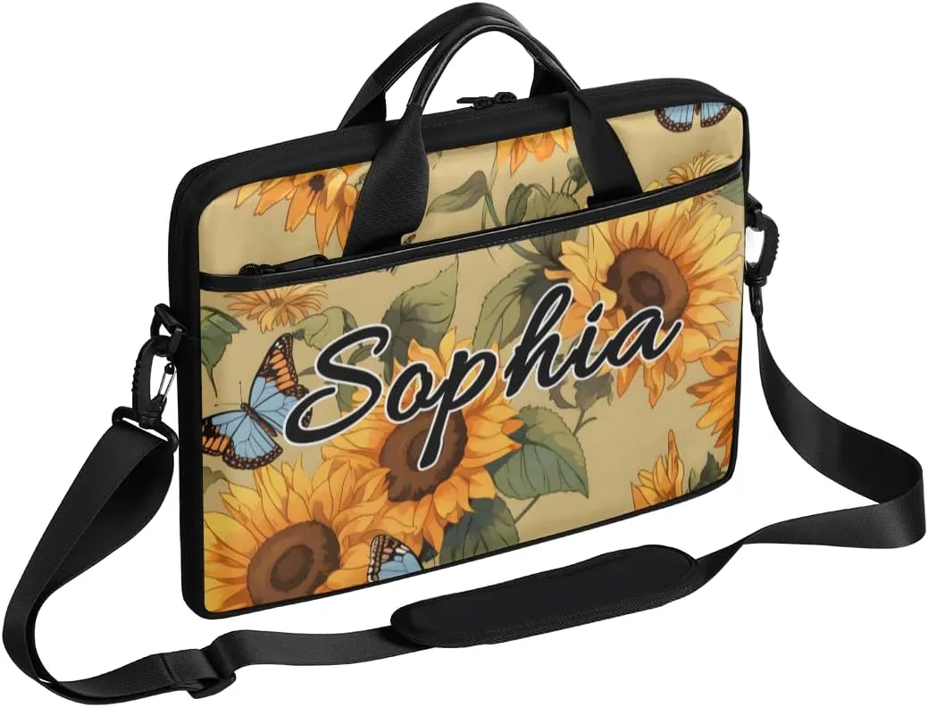 TropicalLife Personalized Laptop Bag 15 Inch Custom Sleeve Case with Handle Shoulder Strap Computer Messenger Bag
