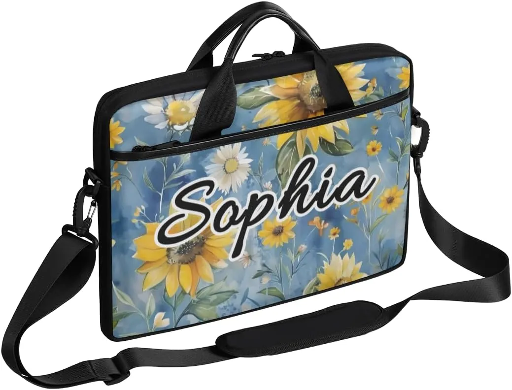 TropicalLife Personalized Laptop Bag 15 Inch Custom Sleeve Case with Handle Shoulder Strap Computer Messenger Bag