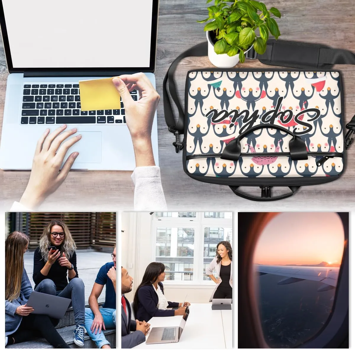 TropicalLife Personalized Laptop Bag 15 Inch Custom Sleeve Case with Handle Shoulder Strap Computer Messenger Bag