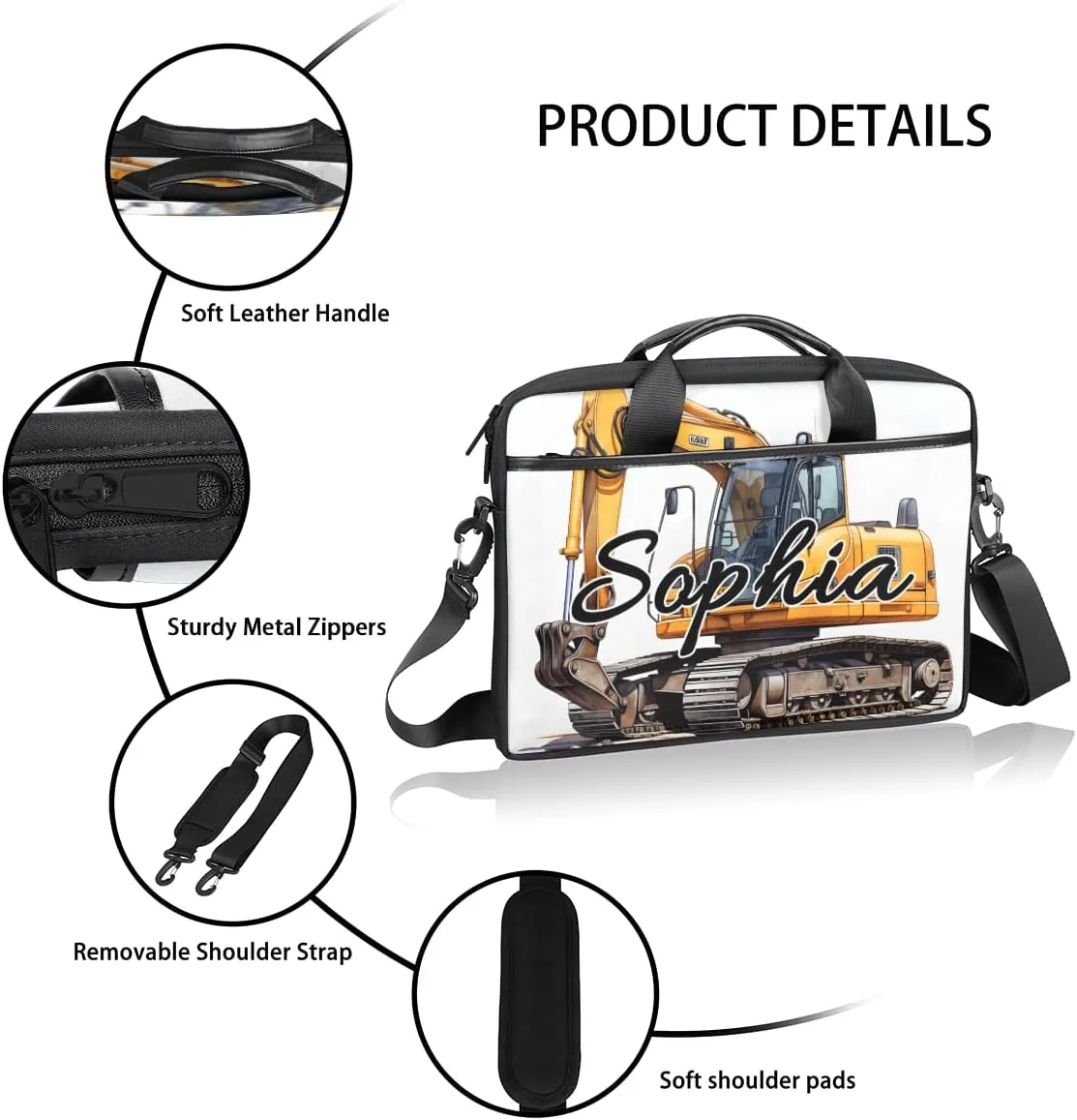 TropicalLife Personalized Laptop Bag 15 Inch Custom Sleeve Case with Handle Shoulder Strap Computer Messenger Bag