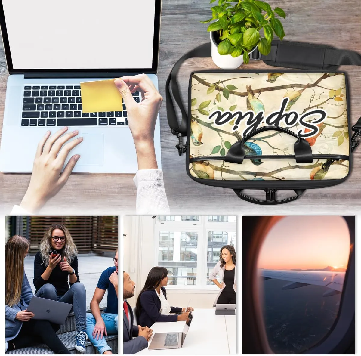 TropicalLife Personalized Laptop Bag 15 Inch Custom Sleeve Case with Handle Shoulder Strap Computer Messenger Bag