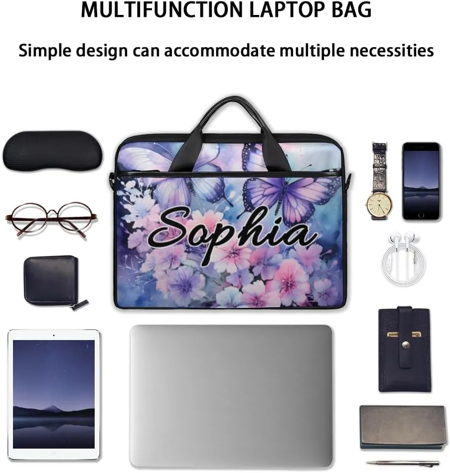 TropicalLife Personalized Laptop Bag 15 Inch Custom Sleeve Case with Handle Shoulder Strap Computer Messenger Bag