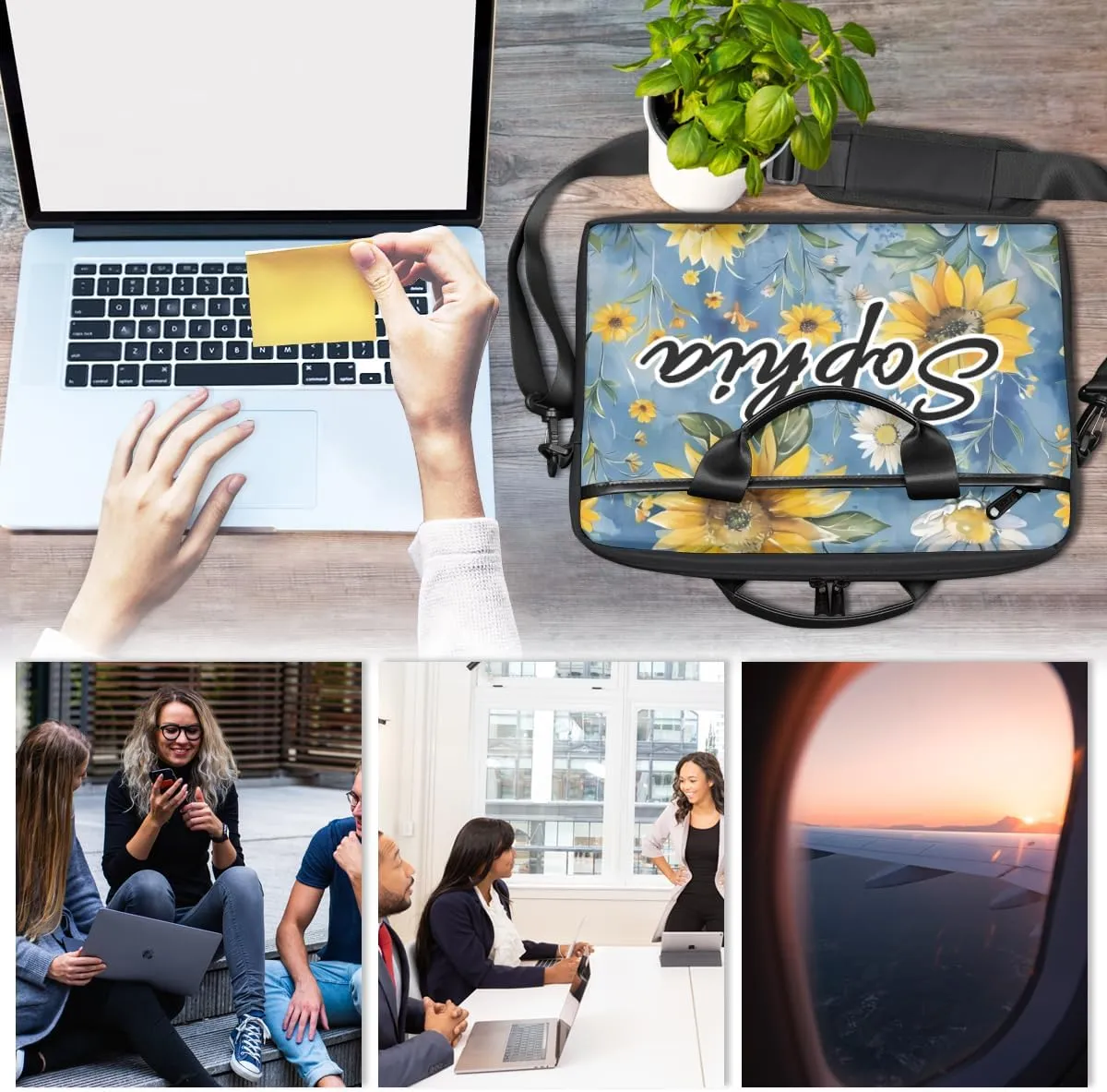TropicalLife Personalized Laptop Bag 15 Inch Custom Sleeve Case with Handle Shoulder Strap Computer Messenger Bag