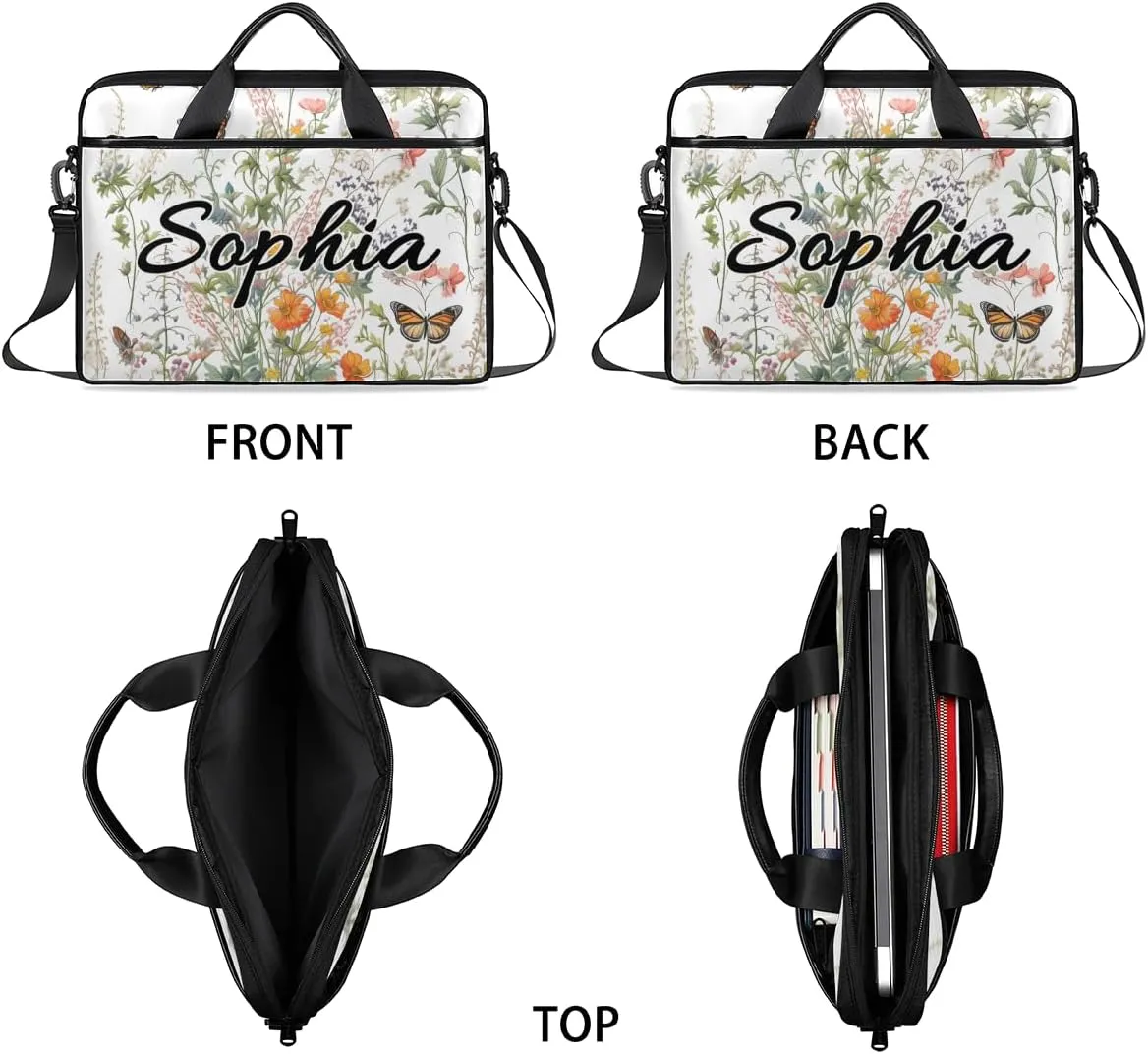 TropicalLife Personalized Laptop Bag 15 Inch Custom Sleeve Case with Handle Shoulder Strap Computer Messenger Bag