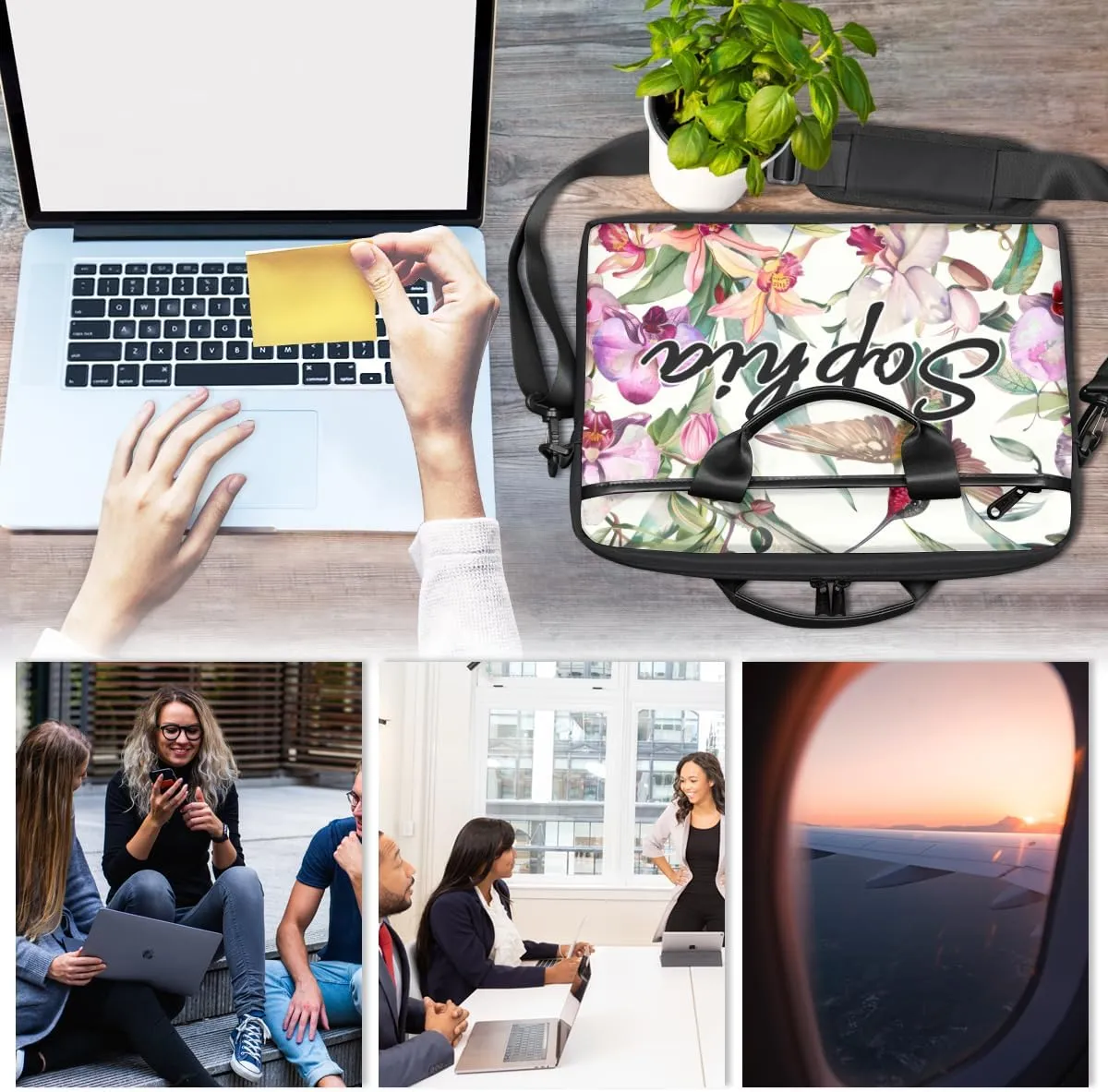 TropicalLife Personalized Laptop Bag 15 Inch Custom Sleeve Case with Handle Shoulder Strap Computer Messenger Bag