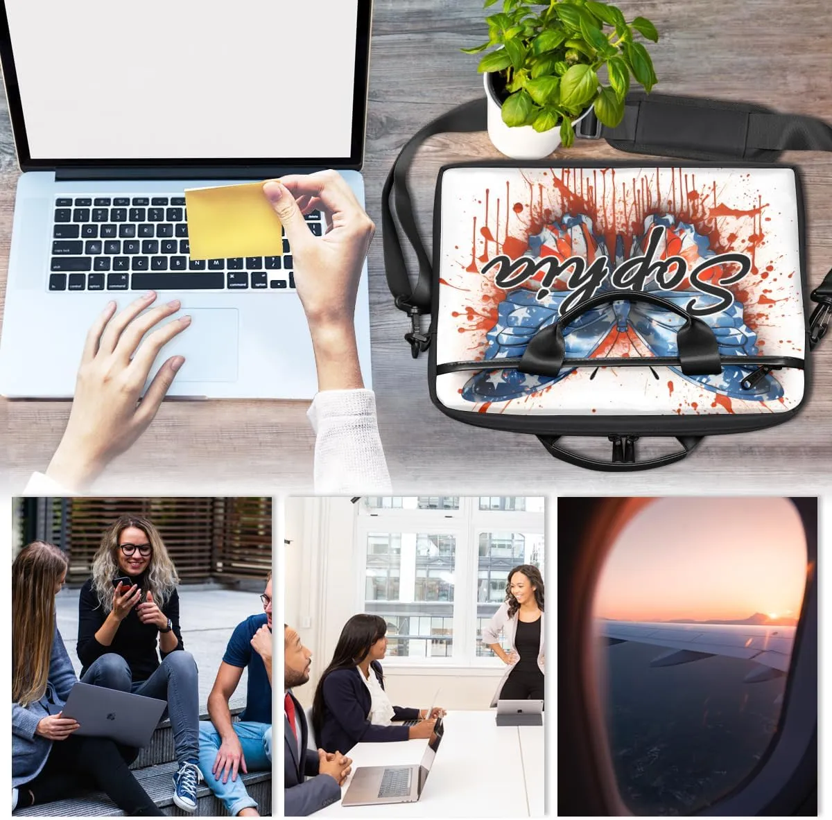 TropicalLife Personalized Laptop Bag 15 Inch Custom Sleeve Case with Handle Shoulder Strap Computer Messenger Bag