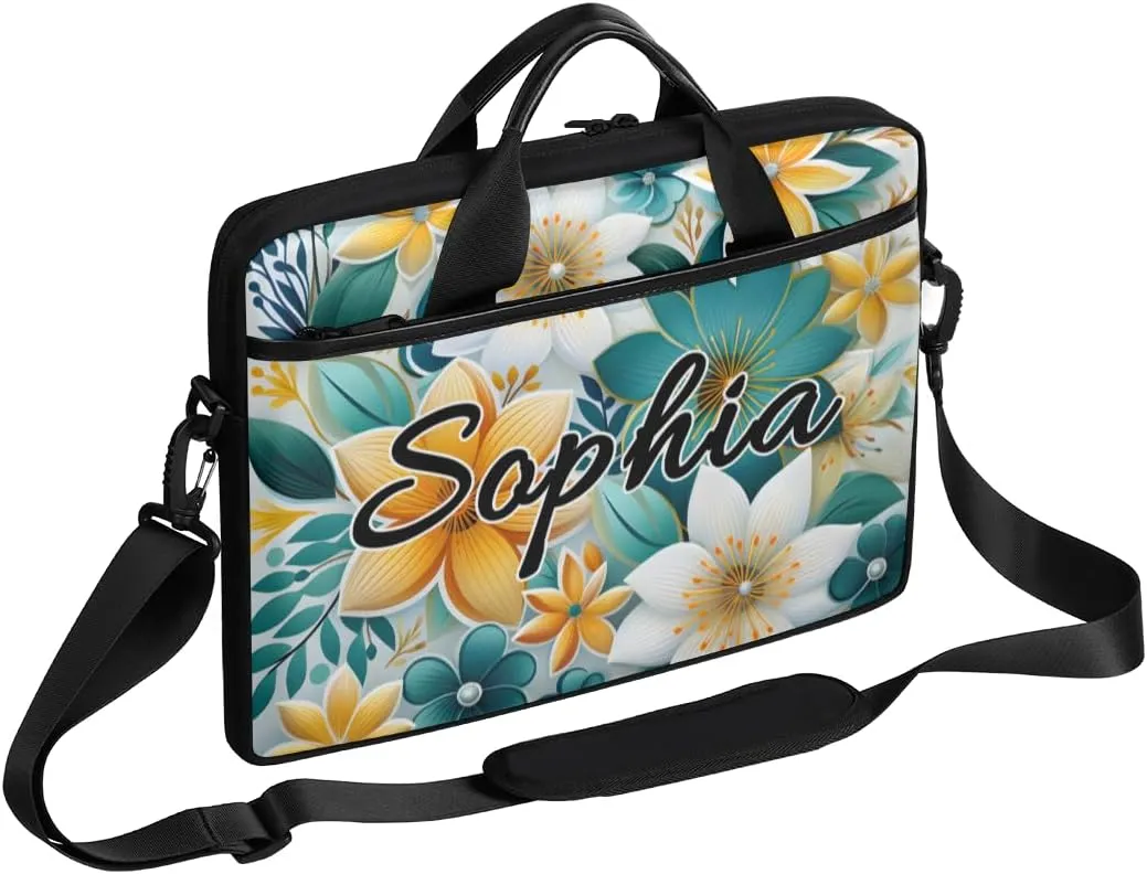 TropicalLife Personalized Laptop Bag 15 Inch Custom Sleeve Case with Handle Shoulder Strap Computer Messenger Bag