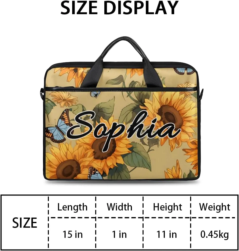 TropicalLife Personalized Laptop Bag 15 Inch Custom Sleeve Case with Handle Shoulder Strap Computer Messenger Bag