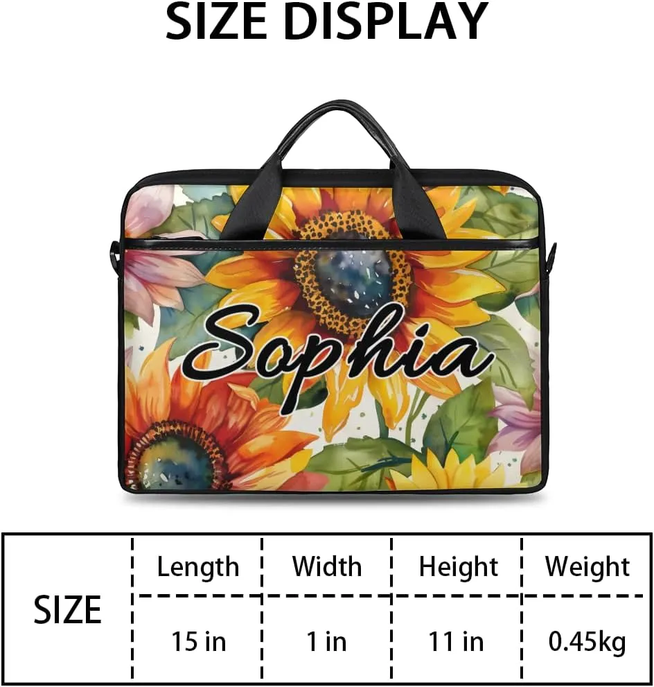 TropicalLife Personalized Laptop Bag 15 Inch Custom Sleeve Case with Handle Shoulder Strap Computer Messenger Bag