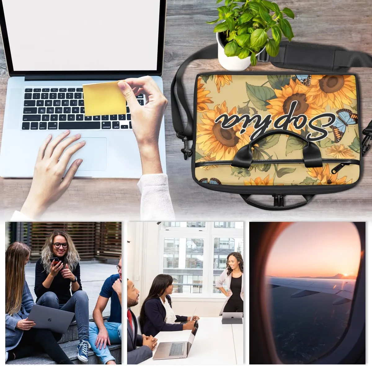 TropicalLife Personalized Laptop Bag 15 Inch Custom Sleeve Case with Handle Shoulder Strap Computer Messenger Bag