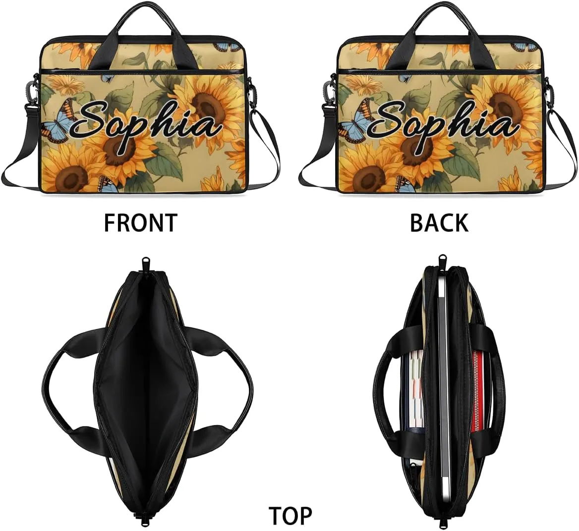 TropicalLife Personalized Laptop Bag 15 Inch Custom Sleeve Case with Handle Shoulder Strap Computer Messenger Bag