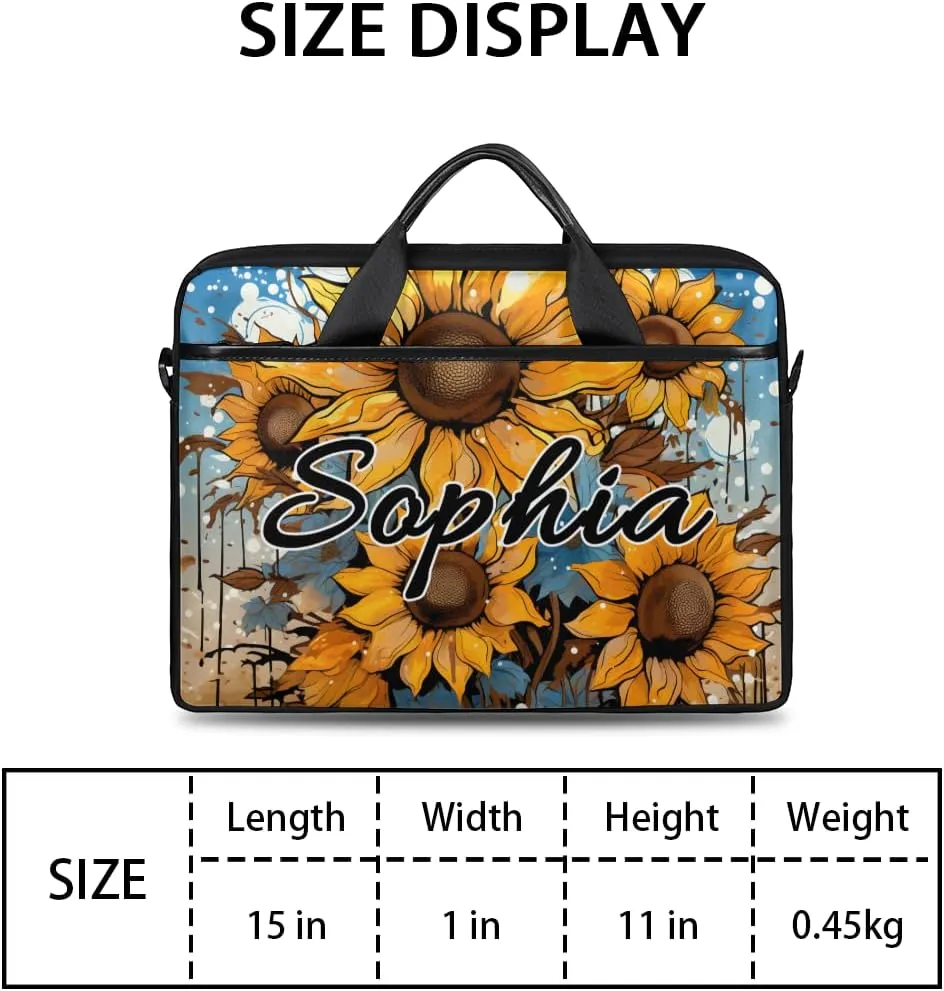 TropicalLife Personalized Laptop Bag 15 Inch Custom Sleeve Case with Handle Shoulder Strap Computer Messenger Bag