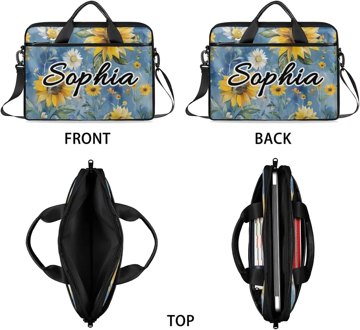 TropicalLife Personalized Laptop Bag 15 Inch Custom Sleeve Case with Handle Shoulder Strap Computer Messenger Bag