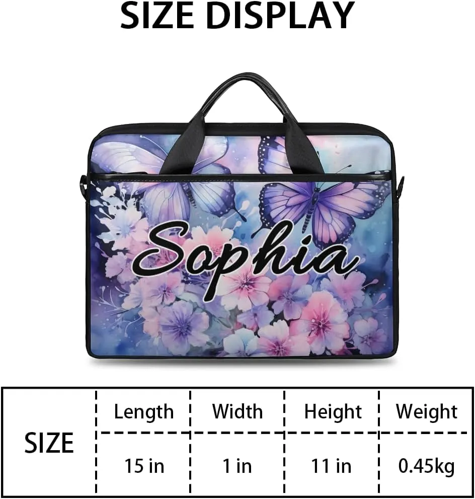 TropicalLife Personalized Laptop Bag 15 Inch Custom Sleeve Case with Handle Shoulder Strap Computer Messenger Bag