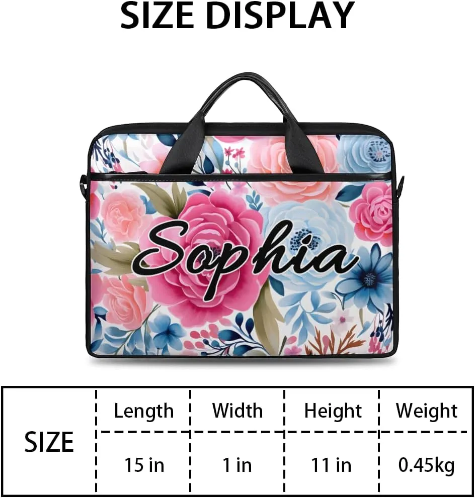 TropicalLife Personalized Laptop Bag 15 Inch Custom Sleeve Case with Handle Shoulder Strap Computer Messenger Bag