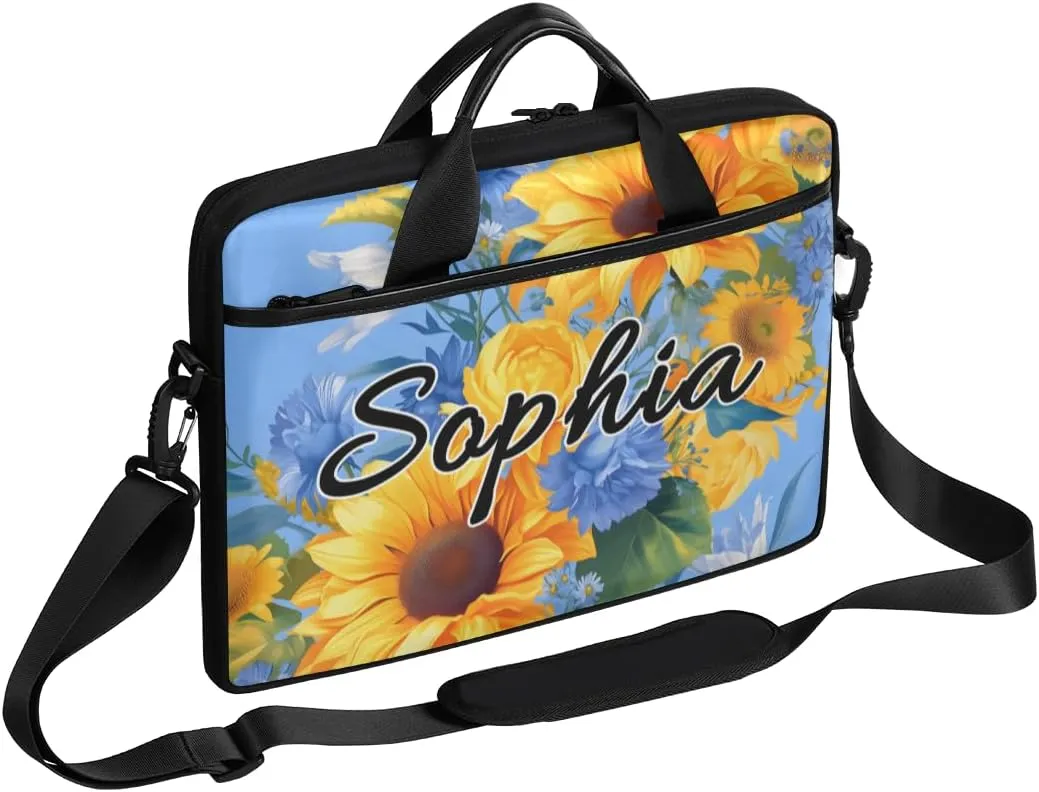 TropicalLife Personalized Laptop Bag 15 Inch Custom Sleeve Case with Handle Shoulder Strap Computer Messenger Bag