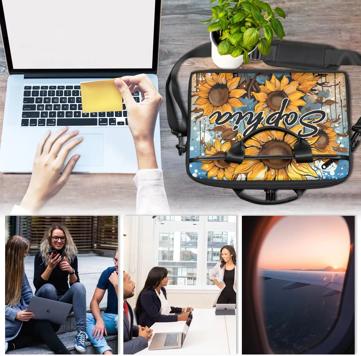 TropicalLife Personalized Laptop Bag 15 Inch Custom Sleeve Case with Handle Shoulder Strap Computer Messenger Bag