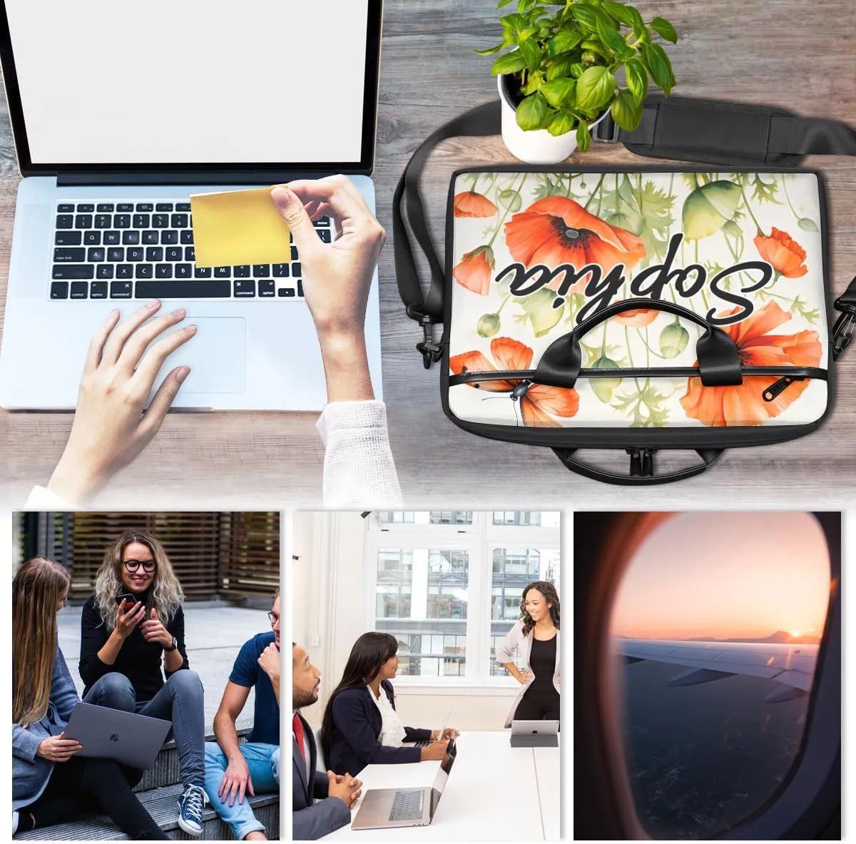 TropicalLife Personalized Laptop Bag 15 Inch Custom Sleeve Case with Handle Shoulder Strap Computer Messenger Bag