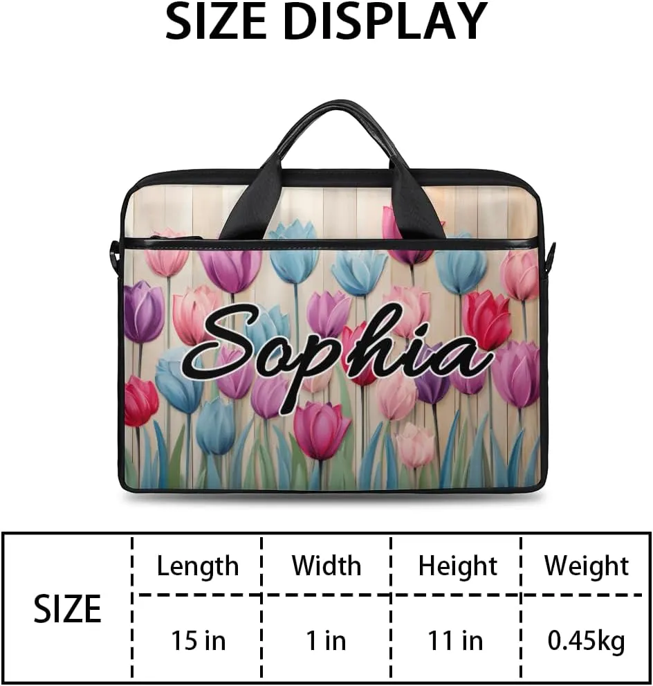 TropicalLife Personalized Laptop Bag 15 Inch Custom Sleeve Case with Handle Shoulder Strap Computer Messenger Bag