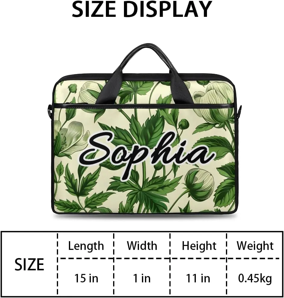 TropicalLife Personalized Laptop Bag 15 Inch Custom Sleeve Case with Handle Shoulder Strap Computer Messenger Bag
