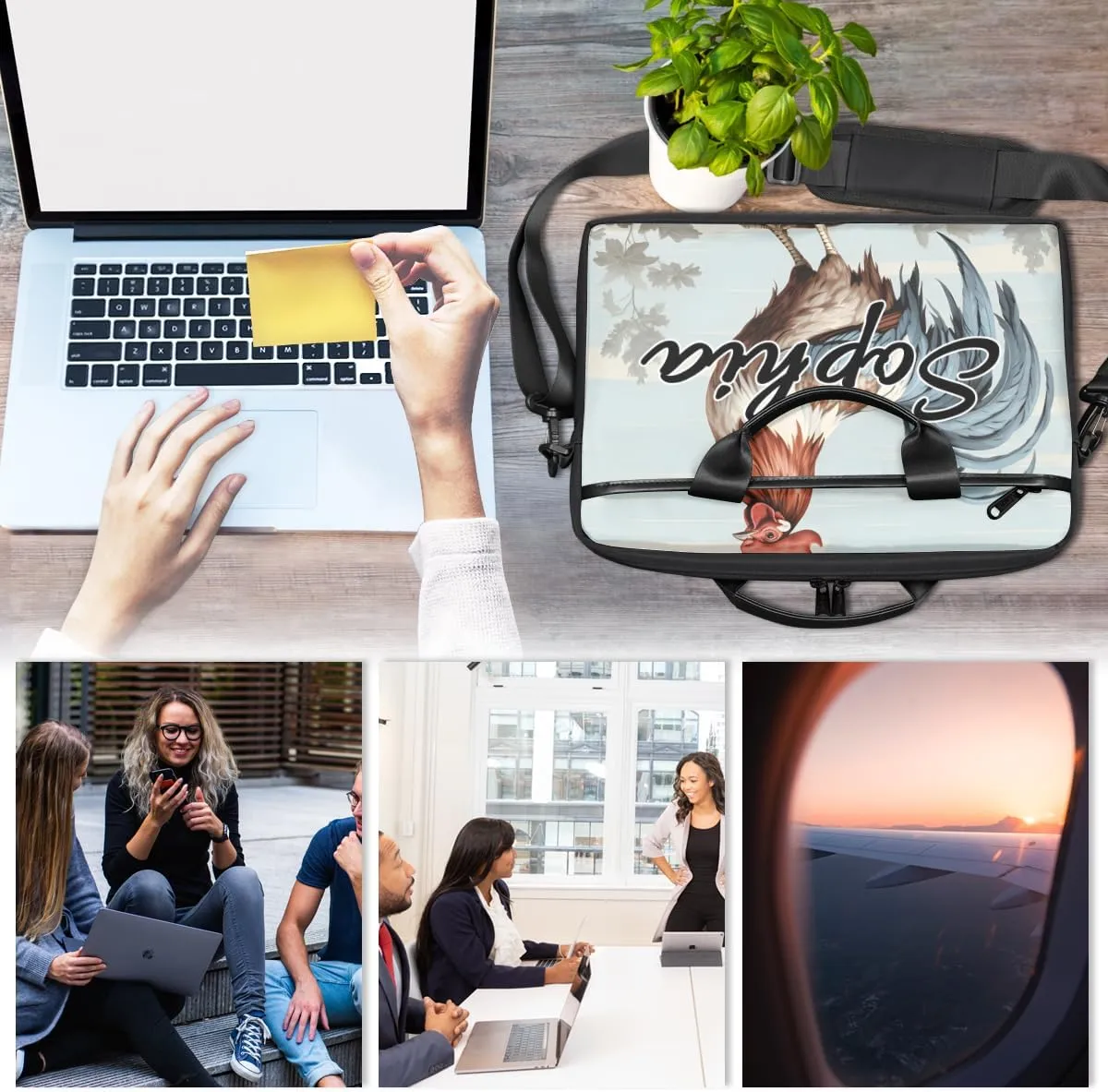 TropicalLife Personalized Laptop Bag 15 Inch Custom Sleeve Case with Handle Shoulder Strap Computer Messenger Bag