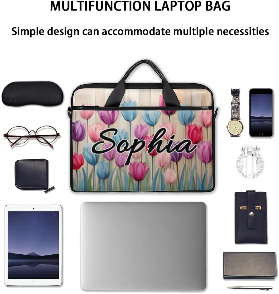 TropicalLife Personalized Laptop Bag 15 Inch Custom Sleeve Case with Handle Shoulder Strap Computer Messenger Bag