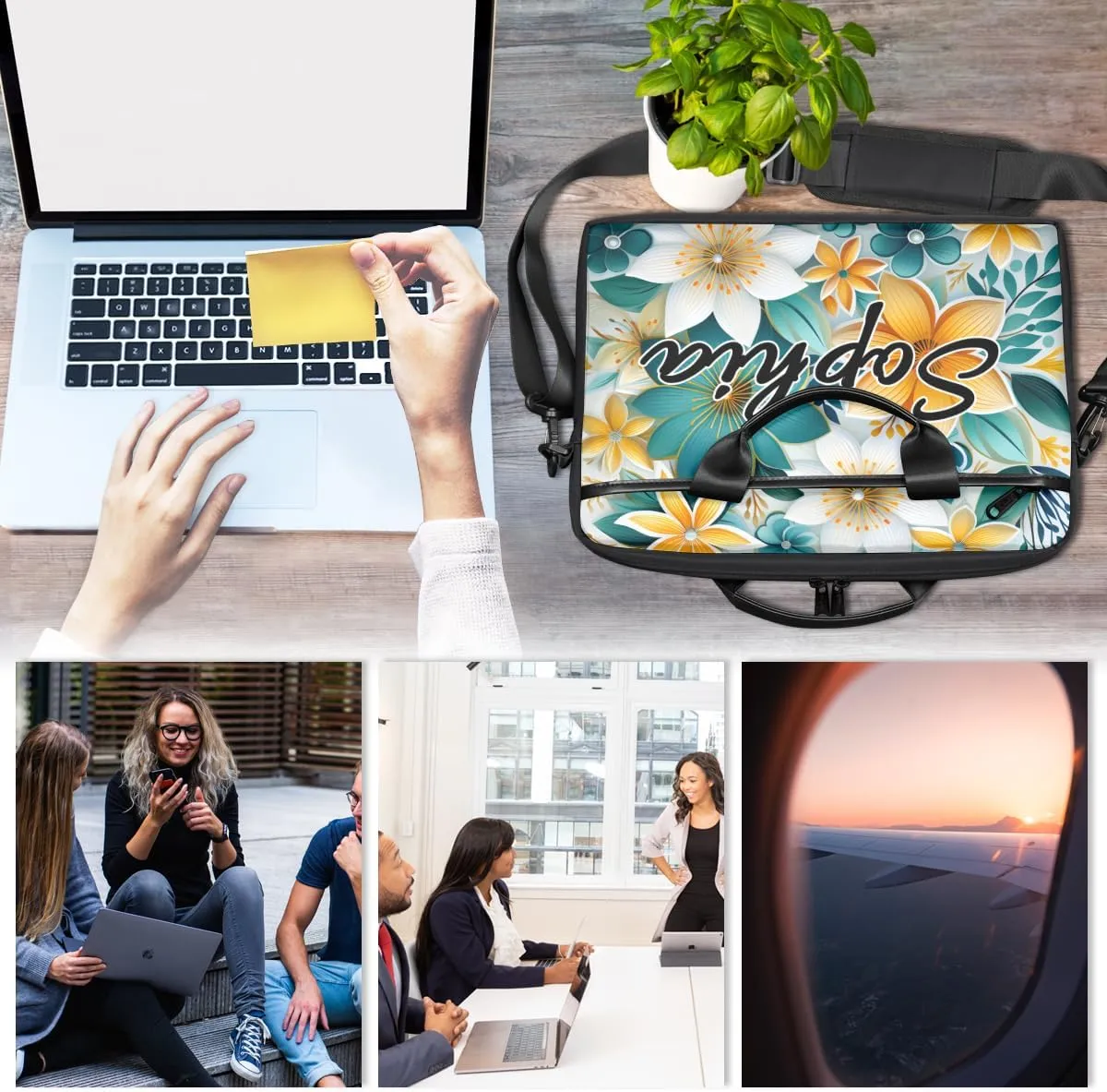 TropicalLife Personalized Laptop Bag 15 Inch Custom Sleeve Case with Handle Shoulder Strap Computer Messenger Bag