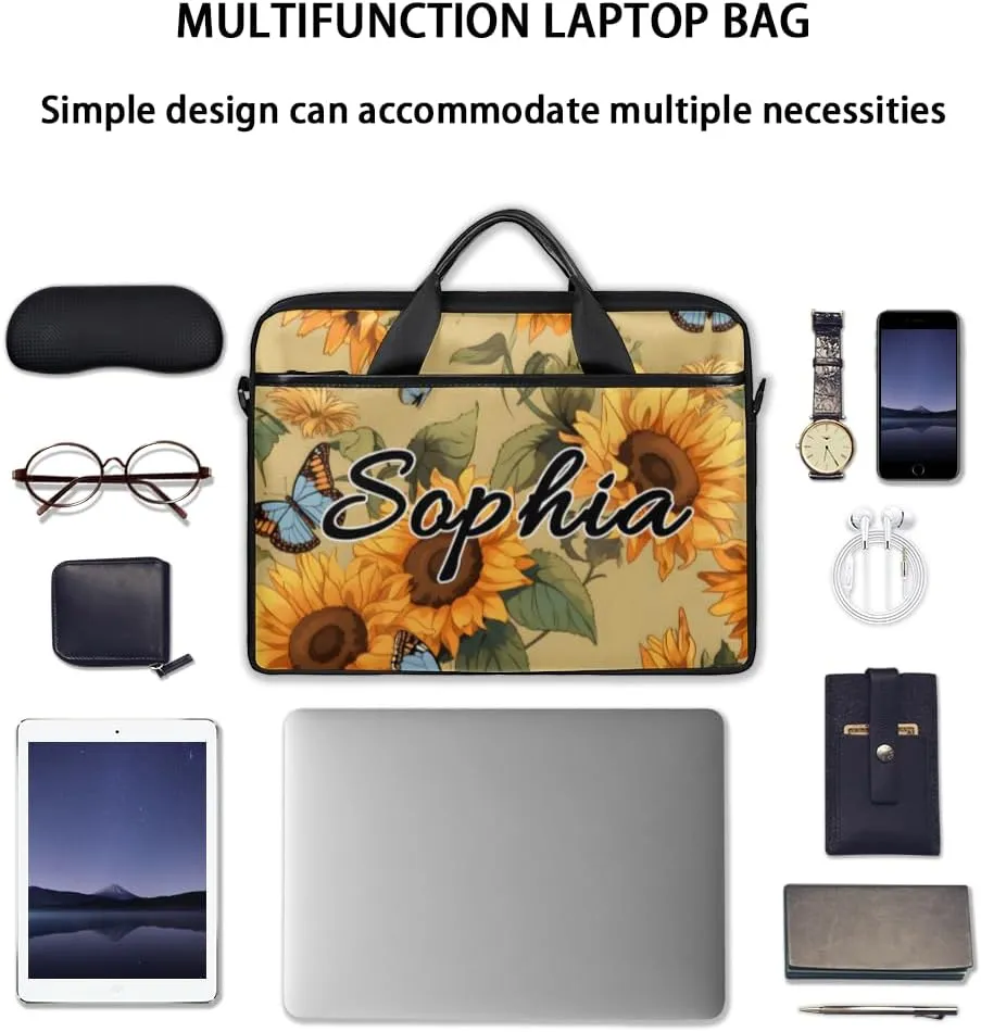 TropicalLife Personalized Laptop Bag 15 Inch Custom Sleeve Case with Handle Shoulder Strap Computer Messenger Bag