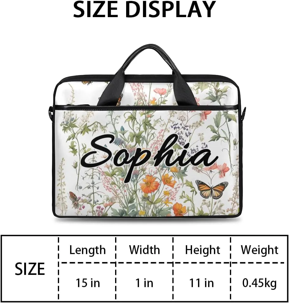 TropicalLife Personalized Laptop Bag 15 Inch Custom Sleeve Case with Handle Shoulder Strap Computer Messenger Bag