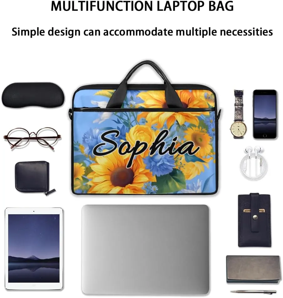 TropicalLife Personalized Laptop Bag 15 Inch Custom Sleeve Case with Handle Shoulder Strap Computer Messenger Bag