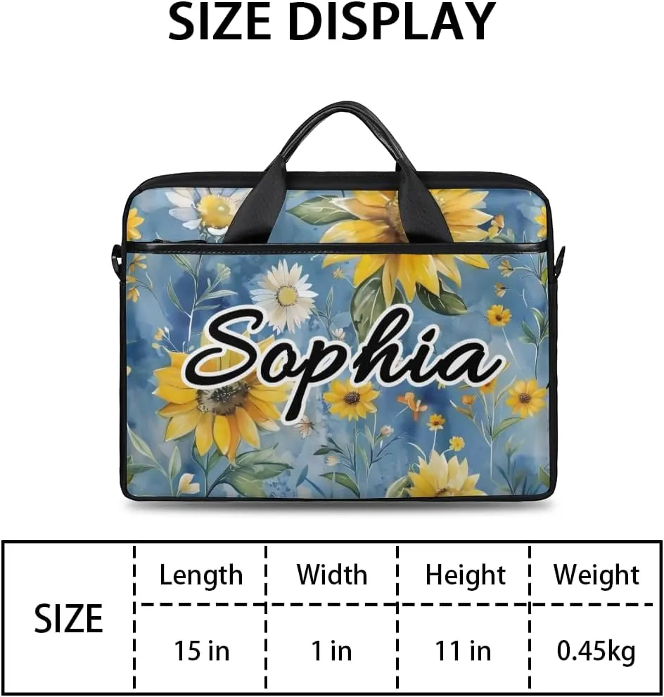 TropicalLife Personalized Laptop Bag 15 Inch Custom Sleeve Case with Handle Shoulder Strap Computer Messenger Bag