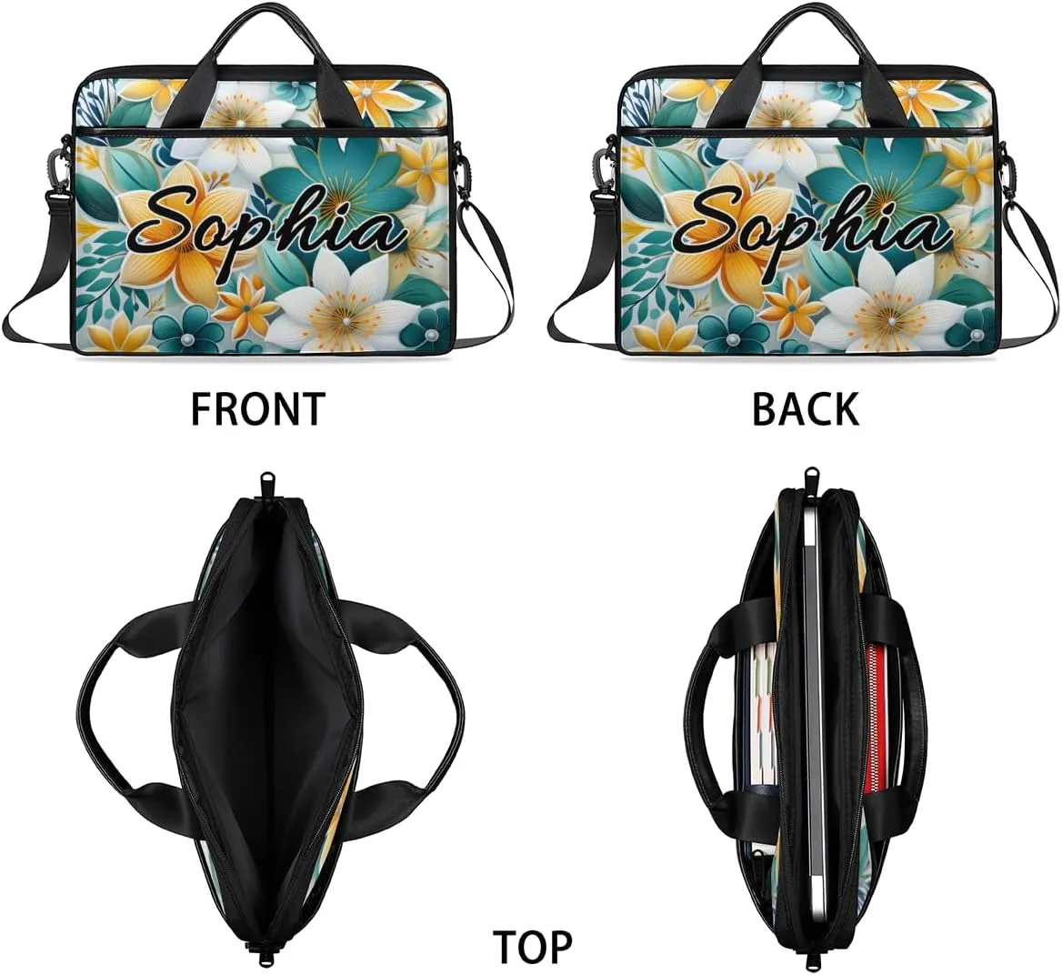 TropicalLife Personalized Laptop Bag 15 Inch Custom Sleeve Case with Handle Shoulder Strap Computer Messenger Bag