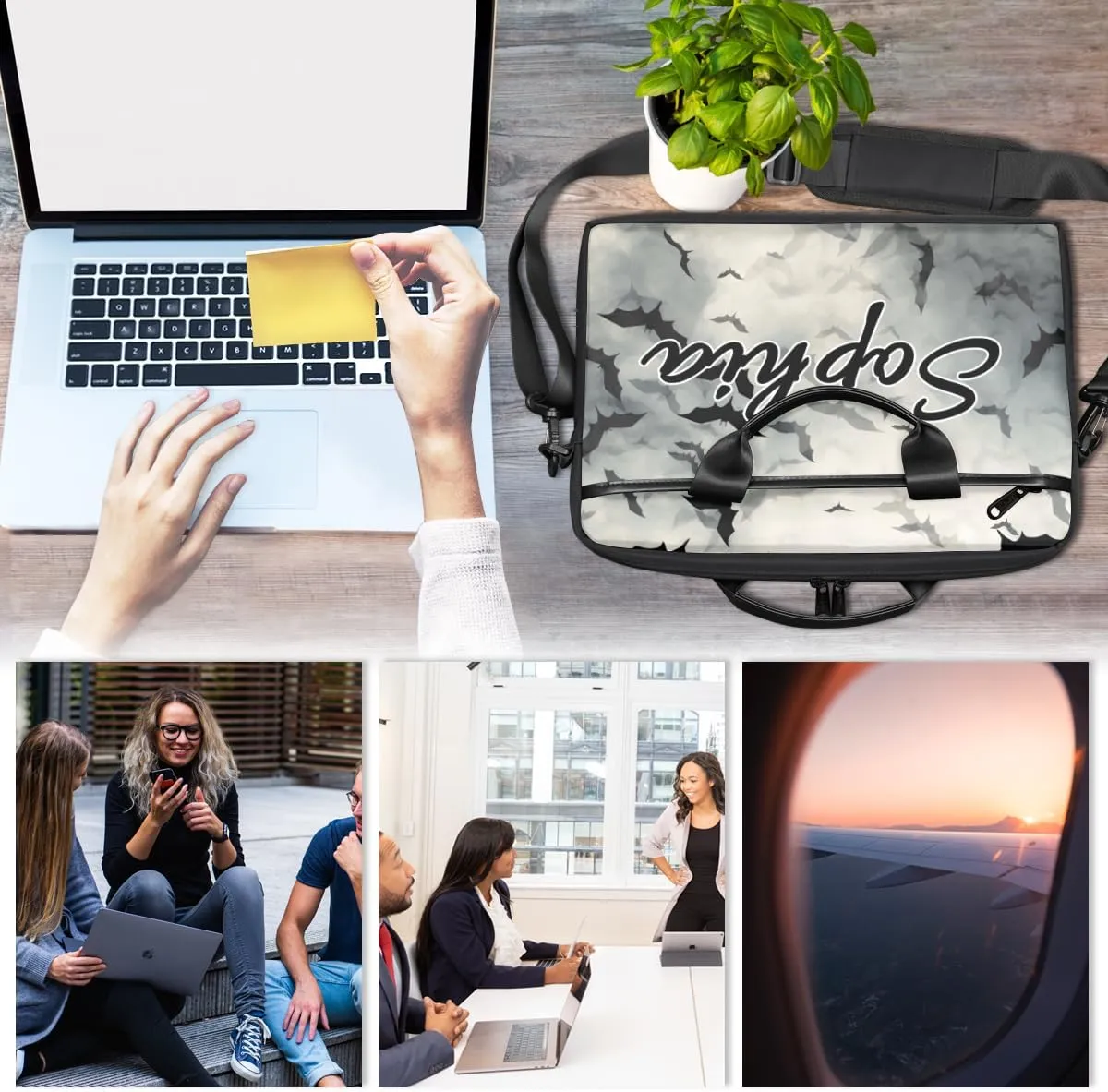 TropicalLife Personalized Laptop Bag 15 Inch Custom Sleeve Case with Handle Shoulder Strap Computer Messenger Bag