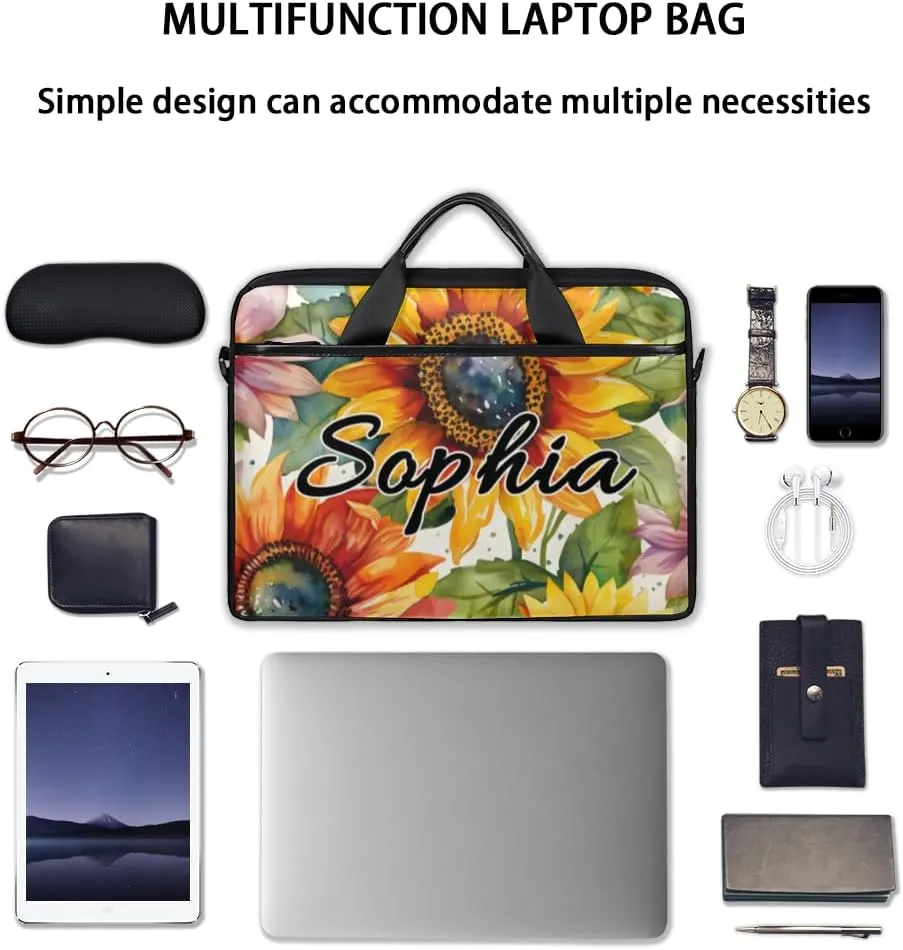 TropicalLife Personalized Laptop Bag 15 Inch Custom Sleeve Case with Handle Shoulder Strap Computer Messenger Bag
