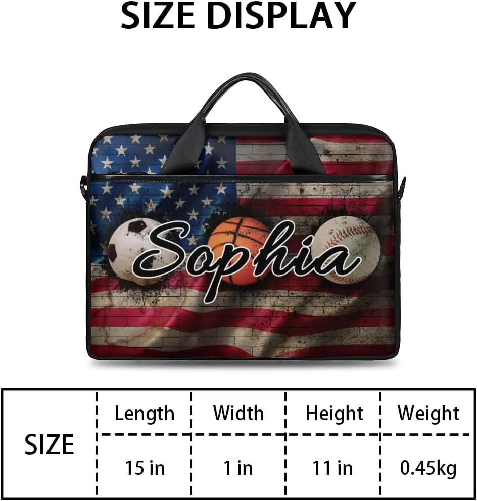 TropicalLife Personalized Laptop Bag 15 Inch Custom Sleeve Case with Handle Shoulder Strap Computer Messenger Bag