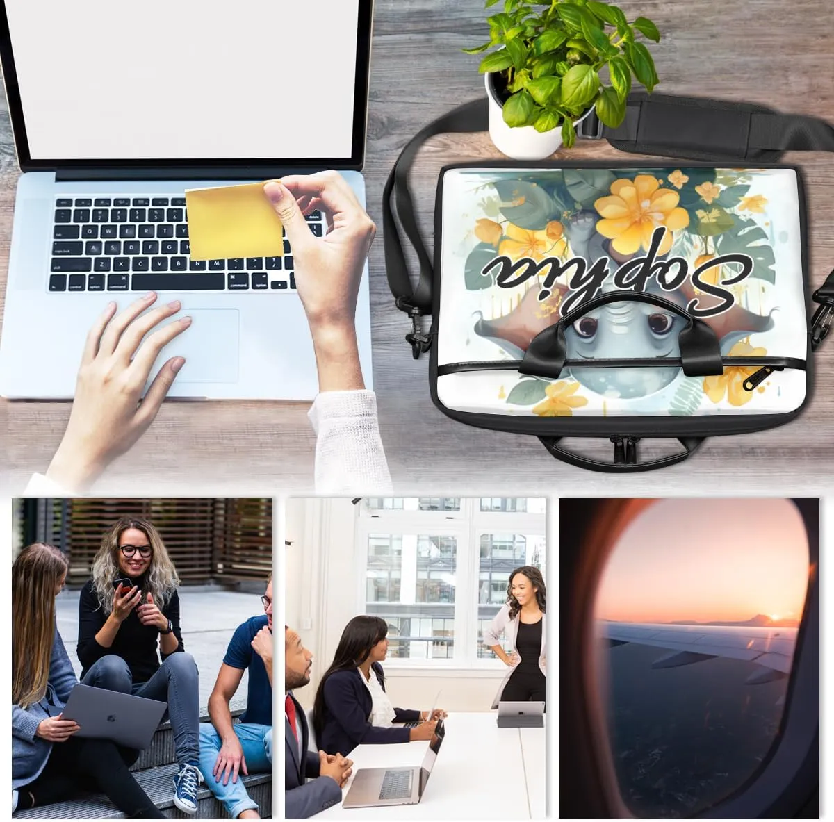TropicalLife Personalized Laptop Bag 15 Inch Custom Sleeve Case with Handle Shoulder Strap Computer Messenger Bag