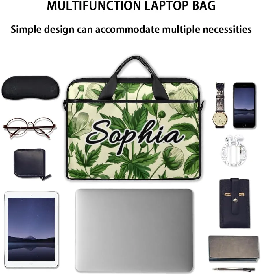 TropicalLife Personalized Laptop Bag 15 Inch Custom Sleeve Case with Handle Shoulder Strap Computer Messenger Bag