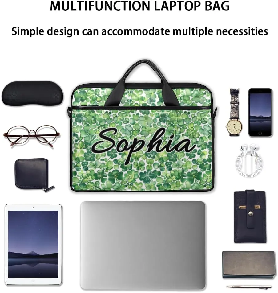 TropicalLife Personalized Laptop Bag 15 Inch Custom Sleeve Case with Handle Shoulder Strap Computer Messenger Bag