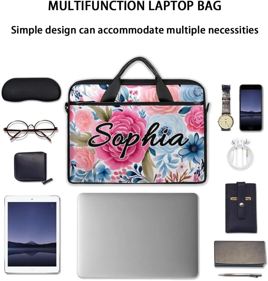 TropicalLife Personalized Laptop Bag 15 Inch Custom Sleeve Case with Handle Shoulder Strap Computer Messenger Bag