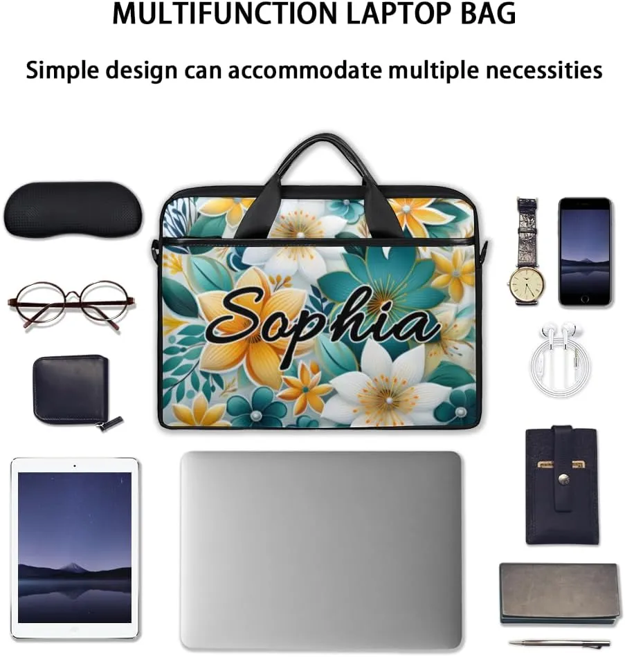 TropicalLife Personalized Laptop Bag 15 Inch Custom Sleeve Case with Handle Shoulder Strap Computer Messenger Bag