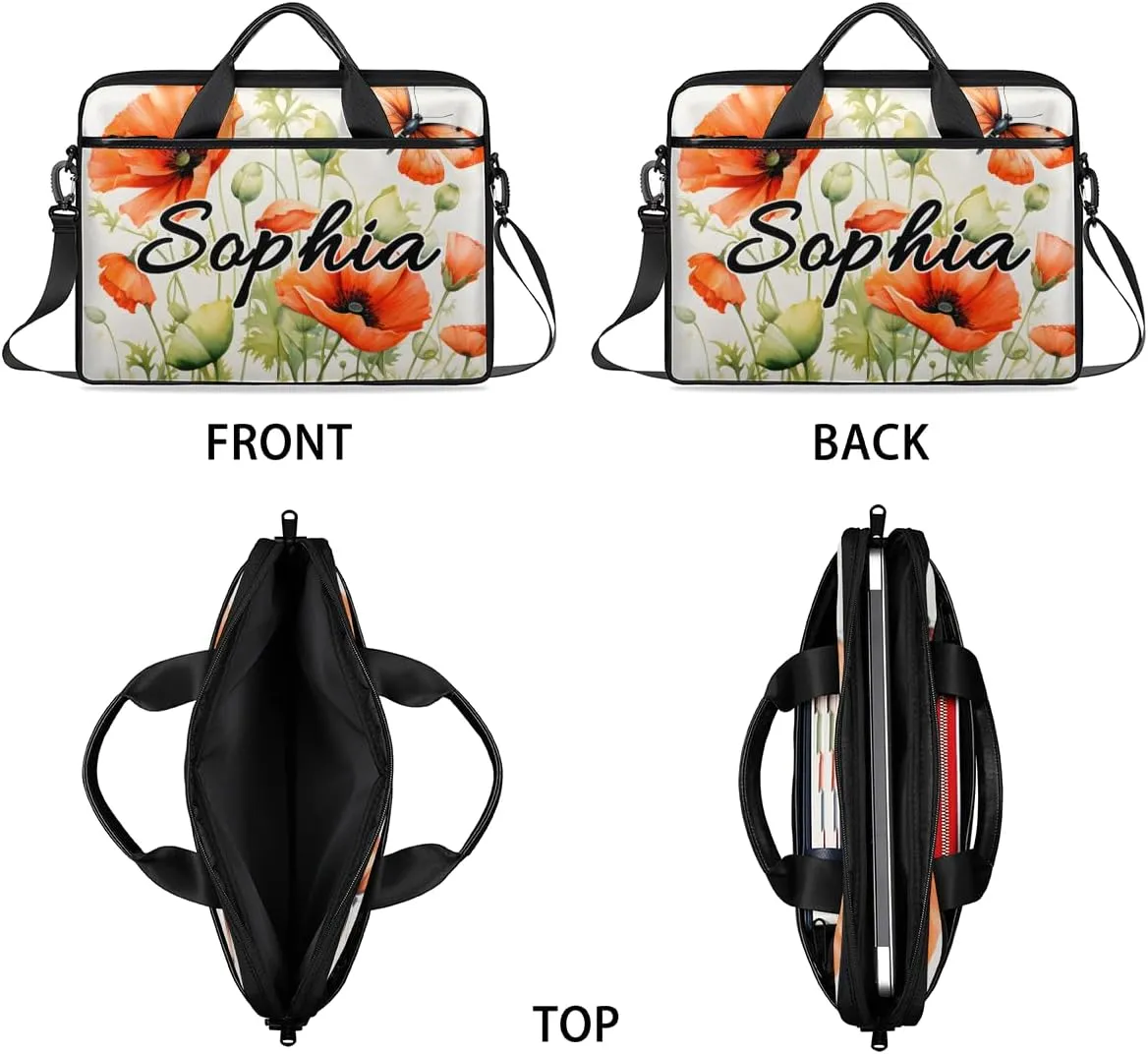 TropicalLife Personalized Laptop Bag 15 Inch Custom Sleeve Case with Handle Shoulder Strap Computer Messenger Bag
