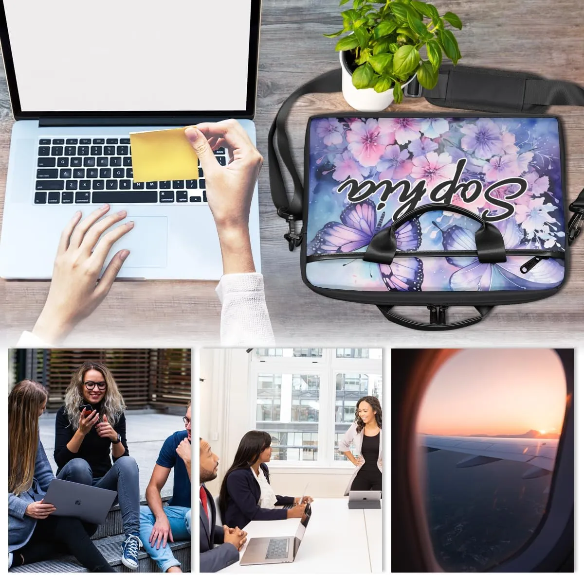 TropicalLife Personalized Laptop Bag 15 Inch Custom Sleeve Case with Handle Shoulder Strap Computer Messenger Bag